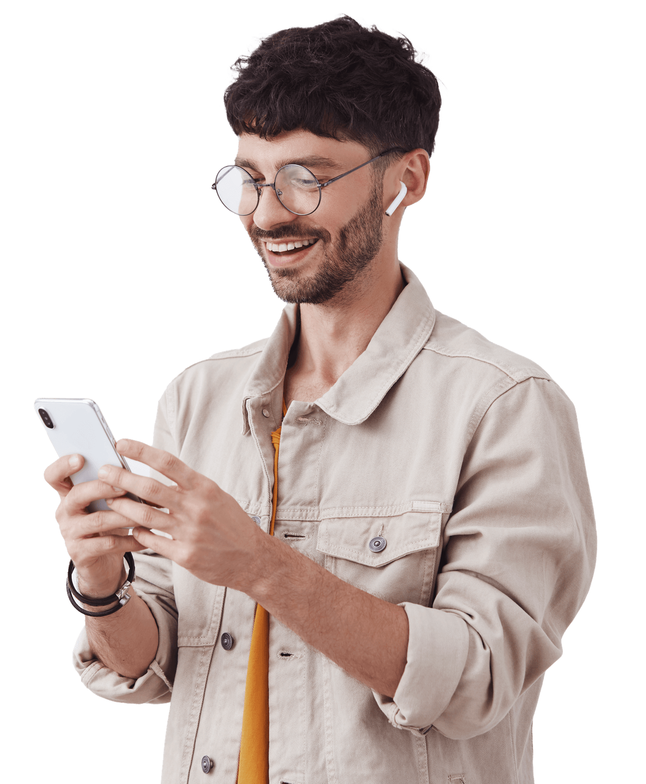 persona aprendiendo ingles en el celular
